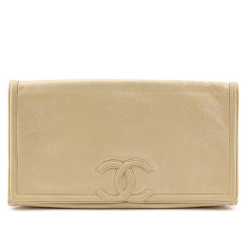 Chanel Beige Lambskin Vintage CC Clutch