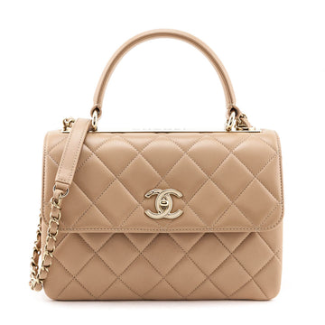 Chanel Beige Lambskin Small Trendy CC Top Handle Flap Bag