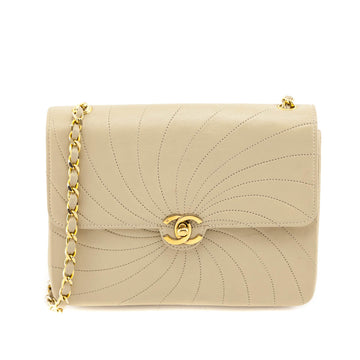 Chanel Beige Spiral Quilted Calfskin Vintage Mini Chain Bag