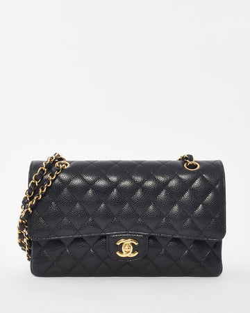 Chanel Black Caviar Leather Classic Medium Double Flap Bag GHW