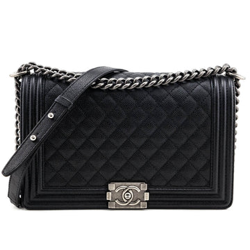 Chanel Black Caviar Quilted New Medium Boy Flap Bag