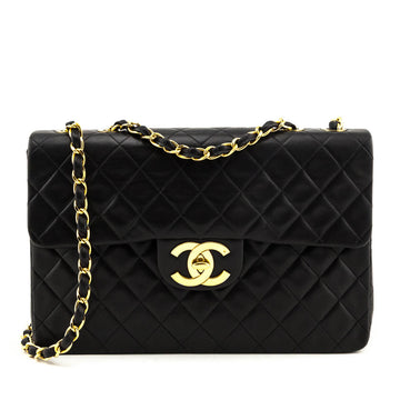 Chanel Black Quilted Lambskin Vintage Jumbo XL Single Flap Bag