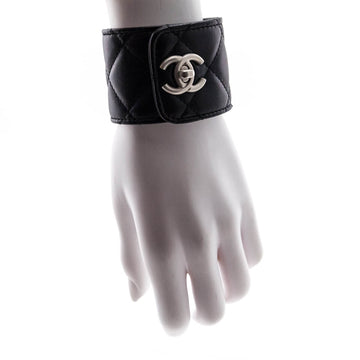 Chanel Black Leather CC Turn-Lock Cuff