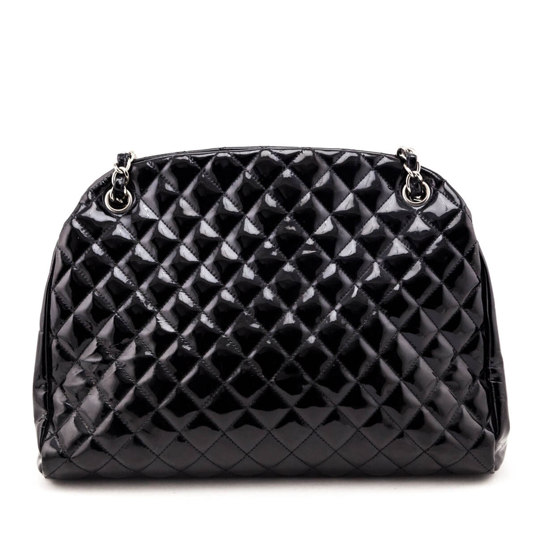 Chanel Black Patent Quilted Large Just Mademoiselle Bowling Bag