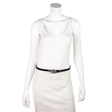 Chanel Black Patent & Strass Skinny Belt Size L