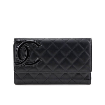 Chanel Black Quilted Calfskin Cambon Tri-Fold Wallet