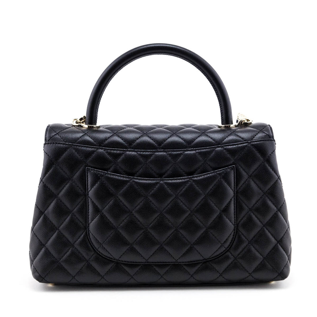 Chanel Black Quilted Caviar Small Coco Handle Flap Bag