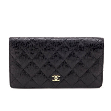 Chanel Black Quilted Caviar Yen Wallet