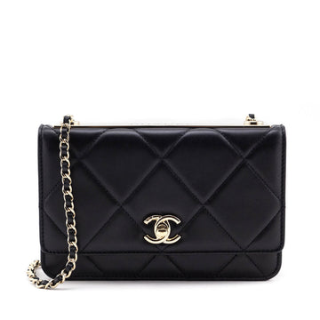Chanel Black Quilted Lambskin Trendy CC Wallet On Chain