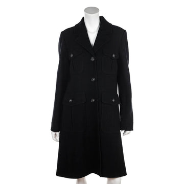 Chanel Black Wool Boucle Coat Size L | FR 42