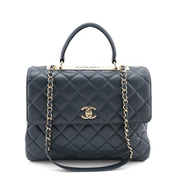 Chanel Blue Quilted Lambskin Large Trendy CC Top Handle GHW