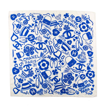 Chanel Blue Silk CC Icon Scarf