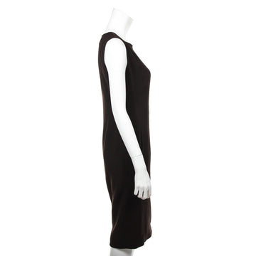 Chanel Brown Wool Crepe Sleeveless Dress Size S