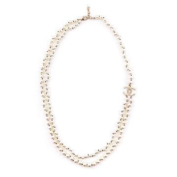 Chanel Faux Pearl Double Strand CC Necklace