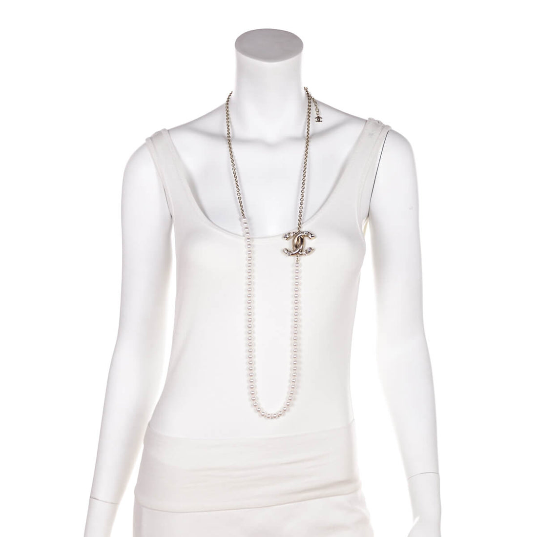 Chanel Faux Pearl & Chain CC Necklace