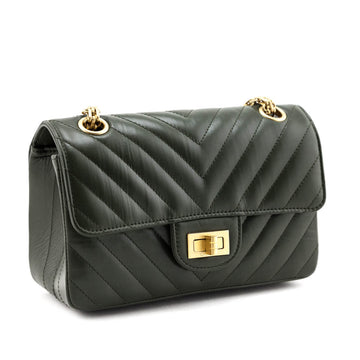 Chanel Green Quilted Aged Calfskin Chevron Mini Reissue Flap Bag