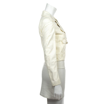 Chanel Ivory Lambskin CC Moto Jacket Size S | FR 38