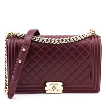 Chanel Red Quilted Lambskin Large Boy Flap Bag