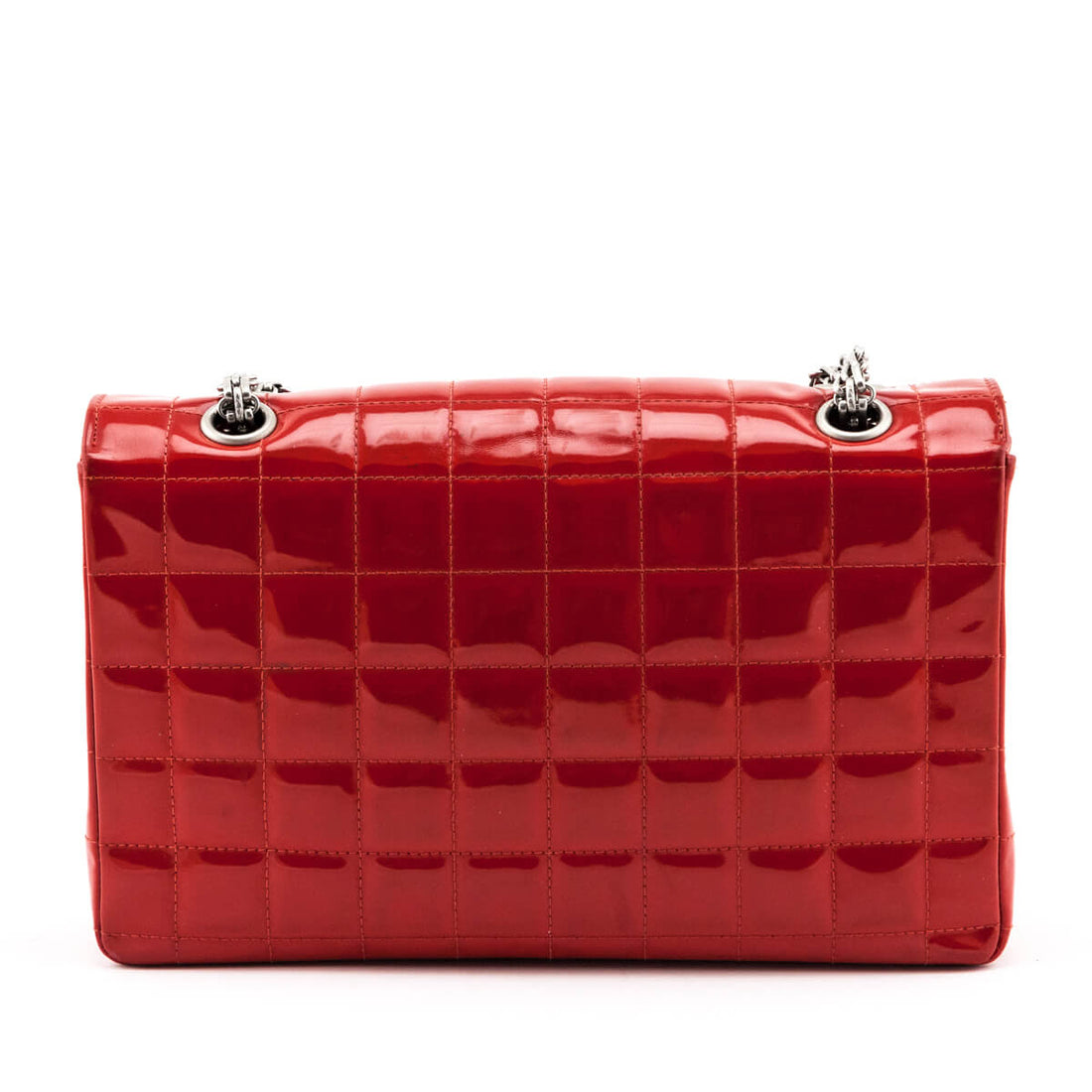 Chanel Red Quilted Patent Vintage Chocolate Bar Reissue Chain Bag