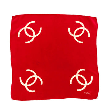 Chanel Red Silk CC Neck Scarf