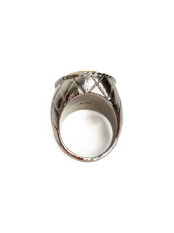 Chanel Silver & Gold Crown Ring