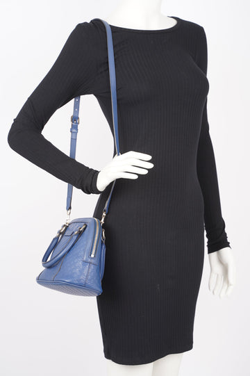 Gucci Womens Dome Bag Blue Leather Small