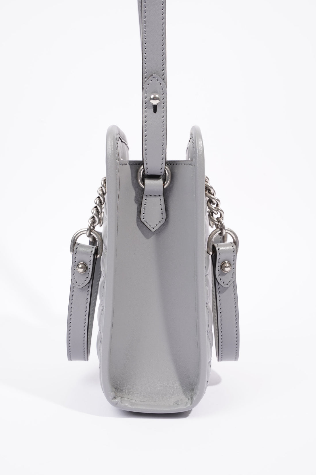 Gucci Womens GG Marmont Shoulder Bag Grey Leather Mini