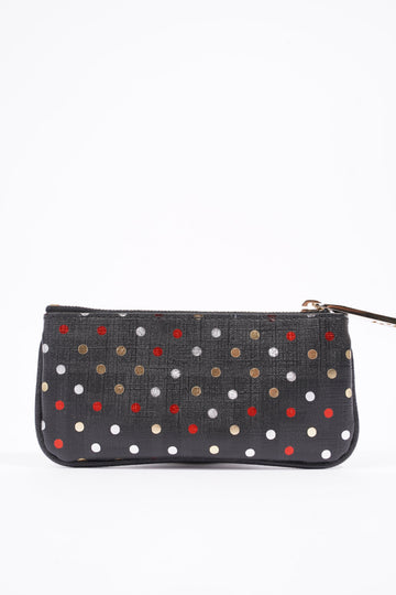 Fendi Womens Polka Dot Purse Black Leather