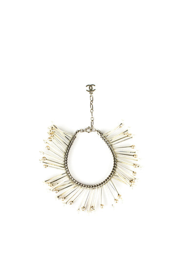 Chanel Silver & Pearl Sunray Solar Bracelet
