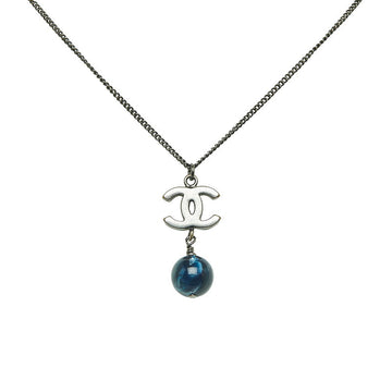 Chanel Silver CC Stone Necklace Metal Necklace in Good condition