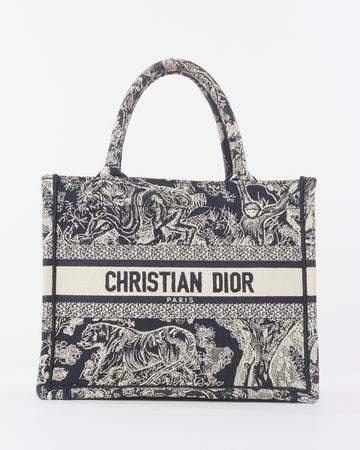 Dior Blue and White Toile de Jouy Reverse Embroidery Canvas Small Book Tote