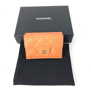 CHANEL Trifold wallet AP0230 lambskin Orange CC COCO Mark Matrasse quilting Women Used