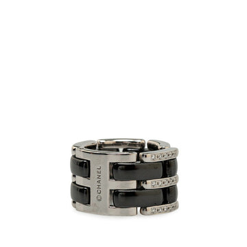 Chanel 18k Gold Diamond & Ceramic Ring Metal Ring in Excellent condition