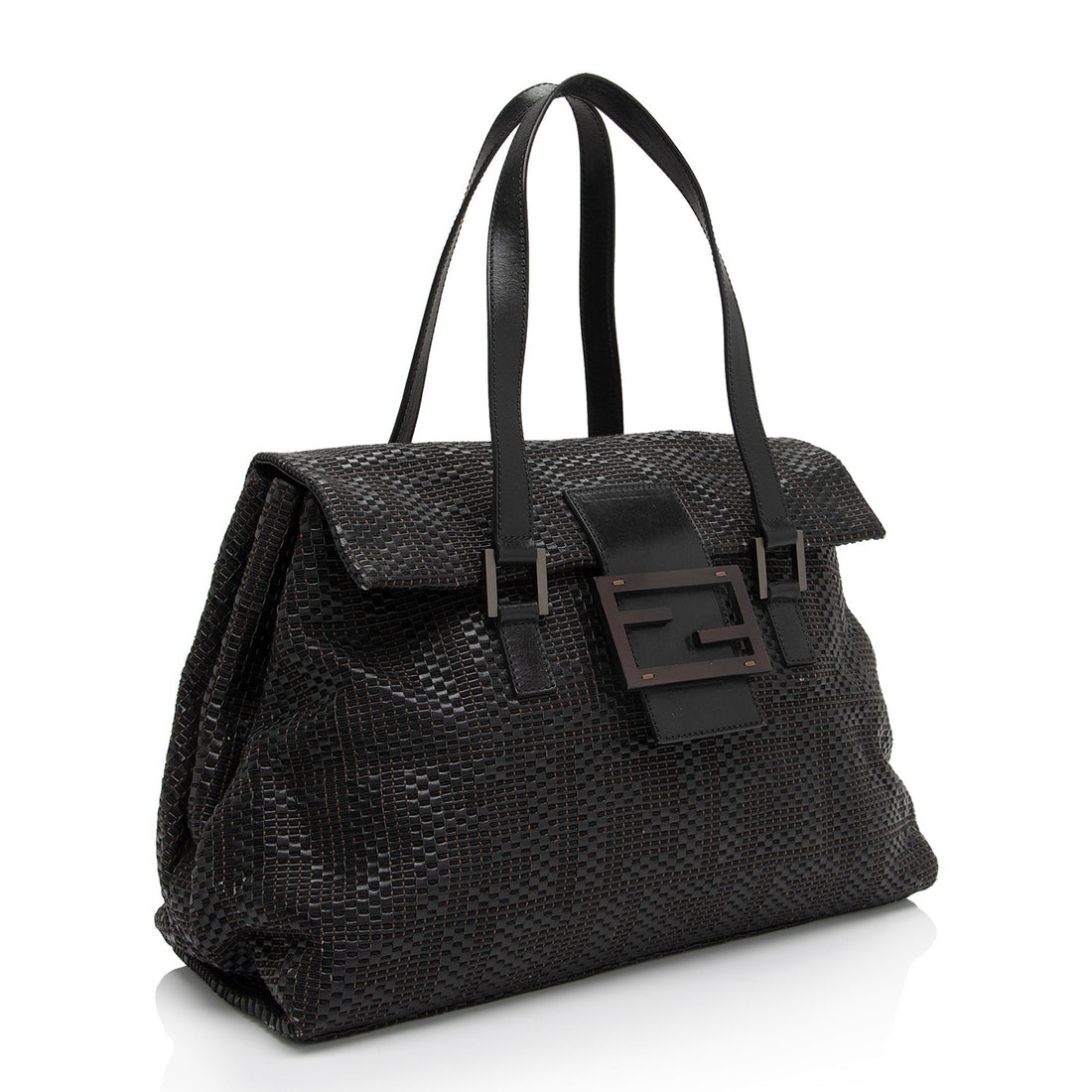 Fendi Woven Zucca Leather Forever Large Shoulder Bag