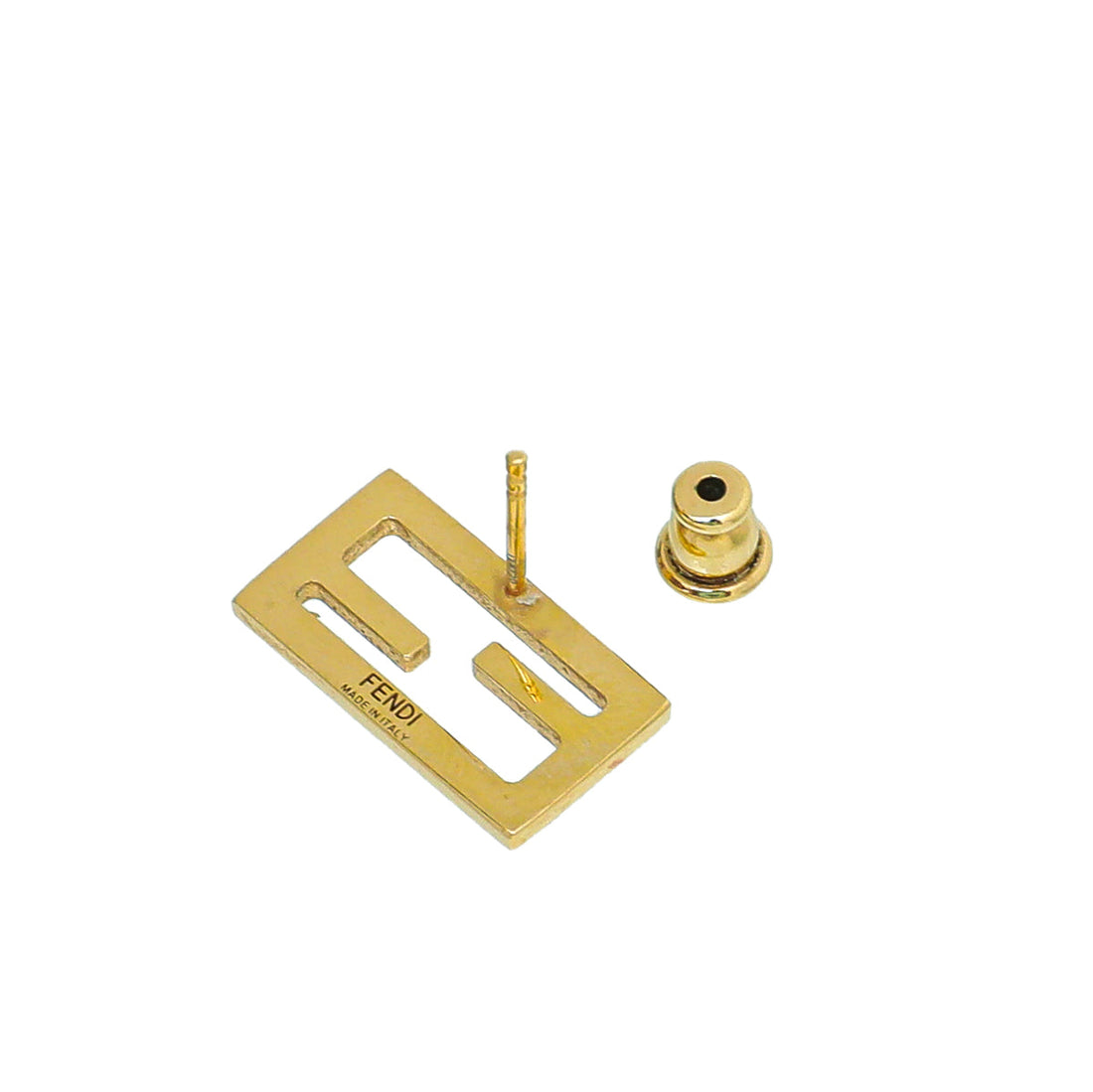 Fendi Gold Finish Baguette Earrings