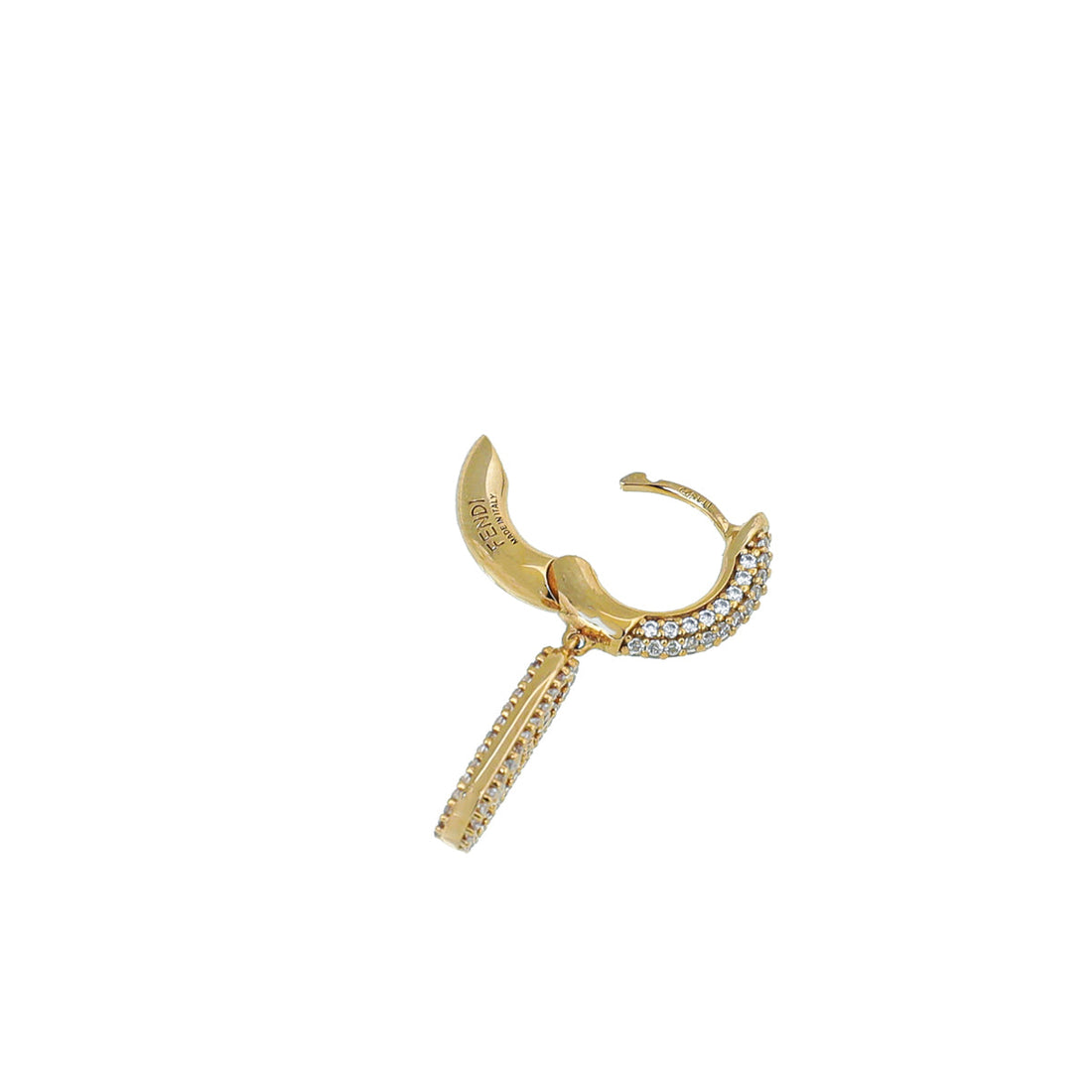Fendi Gold O'Lock Crystal Drop Earrings