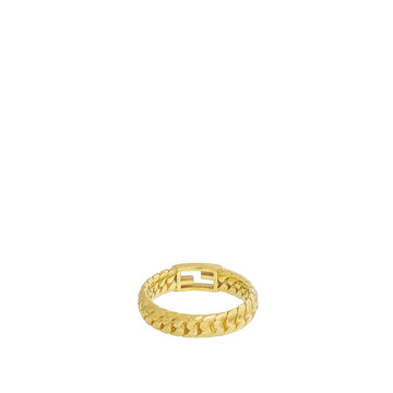 Fendi Gold Finish Chain Link Baguette Ring Medium