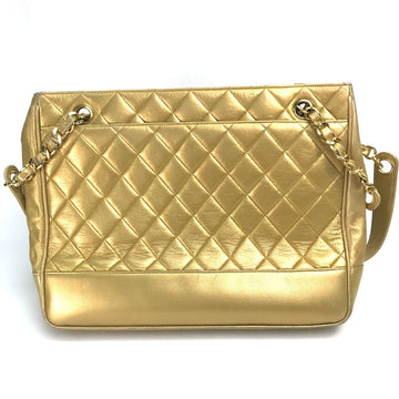 CHANEL Shoulder Bag lambskin Gold x Gold Metal Coco ball Matrasse Women Used