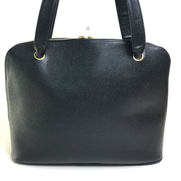 CHANEL Shoulder Bag Caviar skin black vintage COCO Mark CC Women Used
