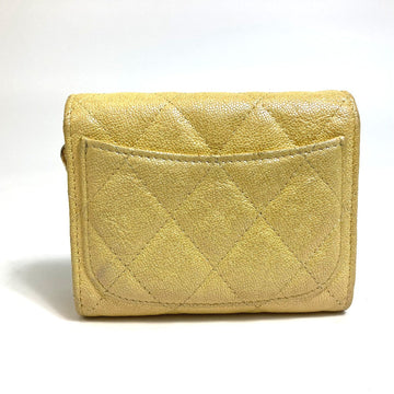 CHANEL Coin case AP0238 Caviar skin Metallic yellow CCCOCO Mark Matrasse Women Used