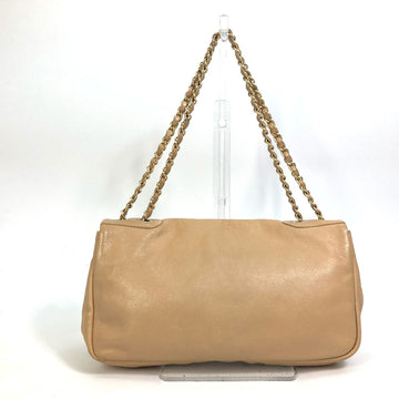 CHANEL Shoulder Bag lambskin beige CC COCO Mark WChain Bag Flap Women Used