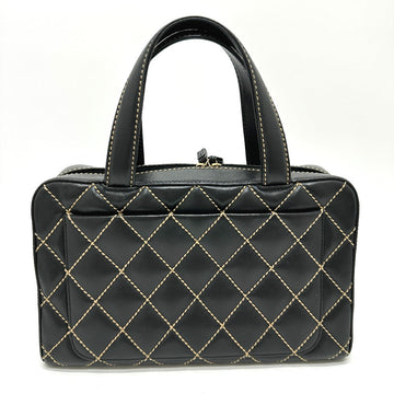 CHANEL Handbag Calfskin black CC COCO Mark Wild stitch Women Used