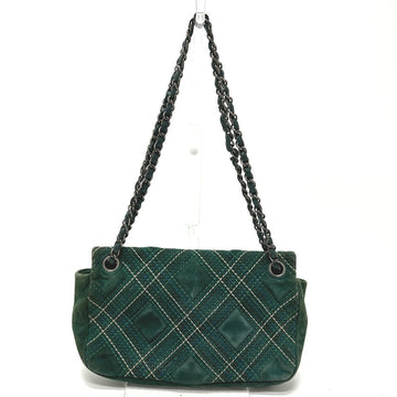 CHANEL Shoulder Bag suede green CC COCO Mark Matrasse 25 Women Used
