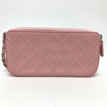 CHANEL Shoulder Bag A82527  lambskin pink CC COCO Mark Matelasse Wild Stitch Women Used