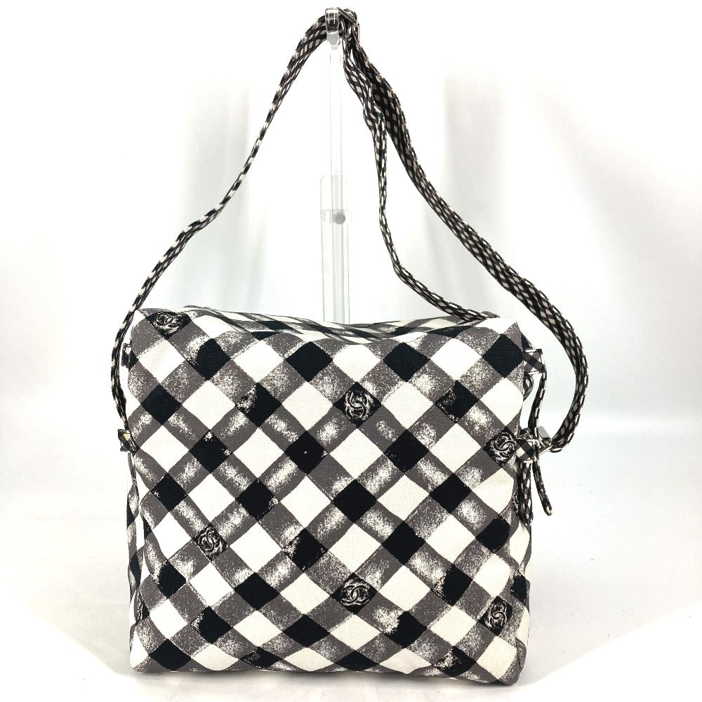 CHANEL Shoulder Bag canvas white Check CC COCO Mark Women Used