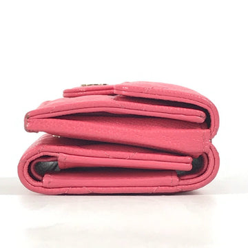 CHANEL Trifold wallet Caviar skin pink quilting CC COCO Mark Matelasse Women Used