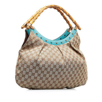 Gucci GG Canvas Bamboo Studded Handbag (MLB-ZJWXNq)
