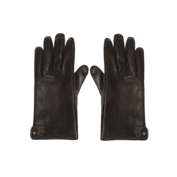 Gucci Gloves Men's 524061 BAP00 1000 Bee Black Lamb Leather & Cashmere (GGG1000)