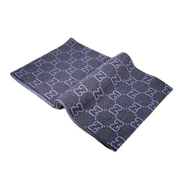 Gucci Scarf Men's Navy GG Pattern 100% Lana Wool (GGS42)