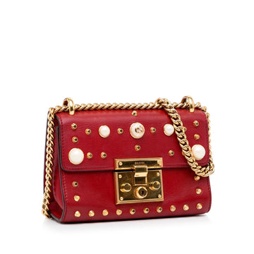 Gucci Small Leather Pearl Studded Padlock Crossbody Bag (MLB-lpKTdk)